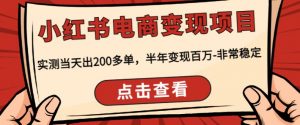 顽石·小红‬书电商变现项目，实测当天出200多单，半年变现百万，非常稳定-550资源网|九公子网络科技