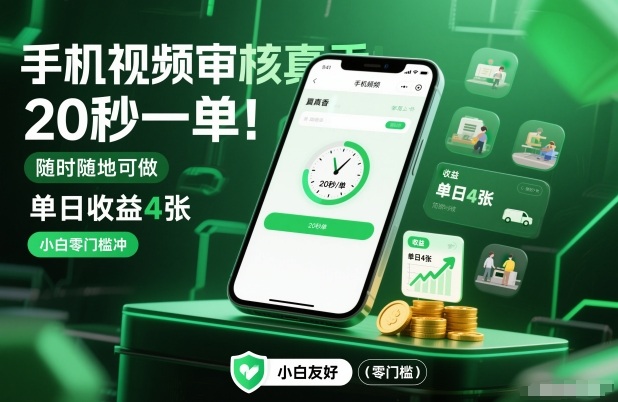 手机视频审核真香！20秒一单，随时随地可做，单日收益4张，小白零门槛冲【揭秘】-550资源网|九公子网络科技