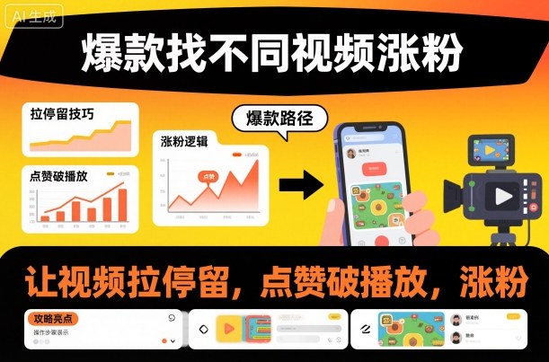 爆款找不同视频涨粉,让视频拉停留,实现点赞,破播放,涨粉-550资源网|九公子网络科技