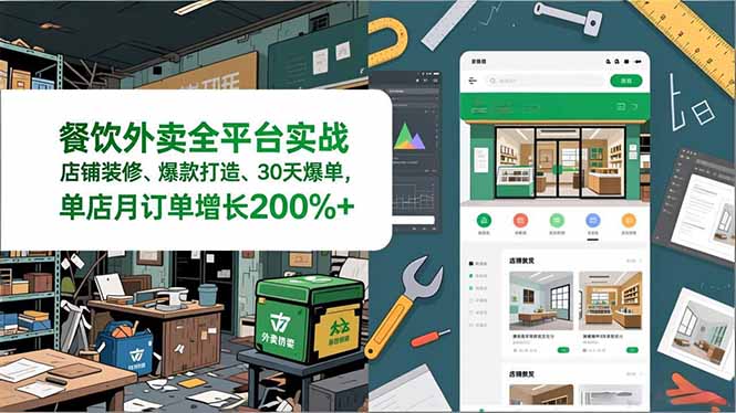 餐饮外卖全平台实战，店铺装修、爆款打造、30天爆单，手把手教学，单店月订单增长200%+-550资源网|九公子网络科技