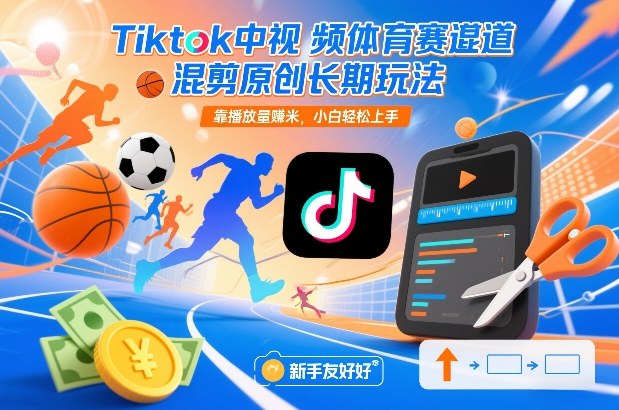 Tiktok中视频体育赛道混剪原创长期玩法，靠播放量賺米，小白轻松上手-550资源网|九公子网络科技