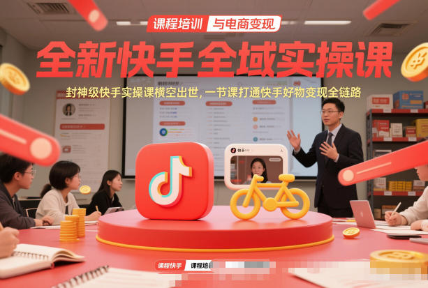 全新快手全域实操课，封神级快手实操课横空出世，一节课打通快手好物变现全链路-550资源网|九公子网络科技