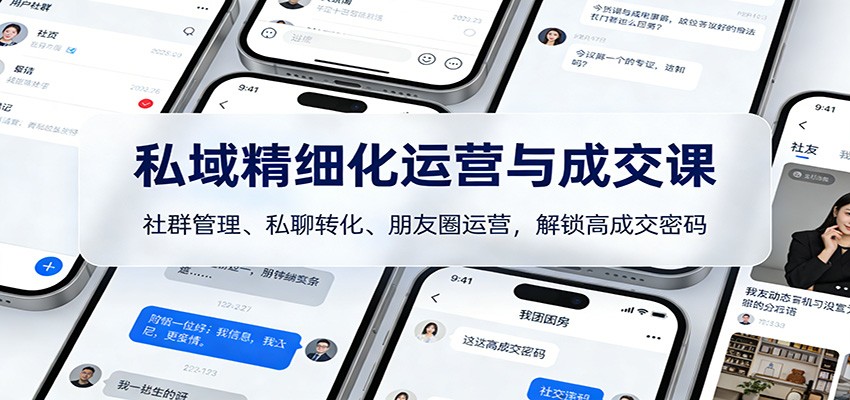 私域精细化运营与成交课：社群管理、私聊转化、朋友圈运营，解锁高成交密码-550资源网|九公子网络科技