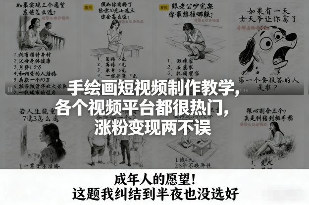 手绘画短视频制作教学，各个视频平台都很热门，涨粉变现两不误-550资源网|九公子网络科技
