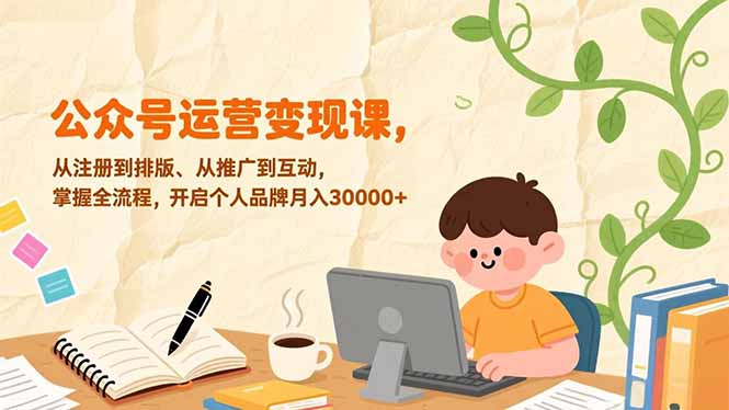 公众号运营变现课，从注册到排版、从推广到互动，掌握全流程，开启个人品牌月入30000+-550资源网|九公子网络科技