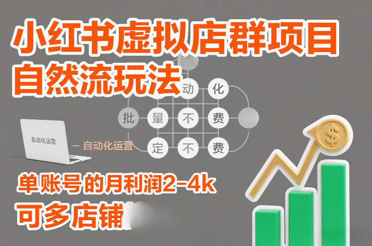 小红书虚拟店群项目，自然流玩法，批量自动化，稳定不费号，单账号的月利润2-4k，可多店矩阵-550资源网|九公子网络科技