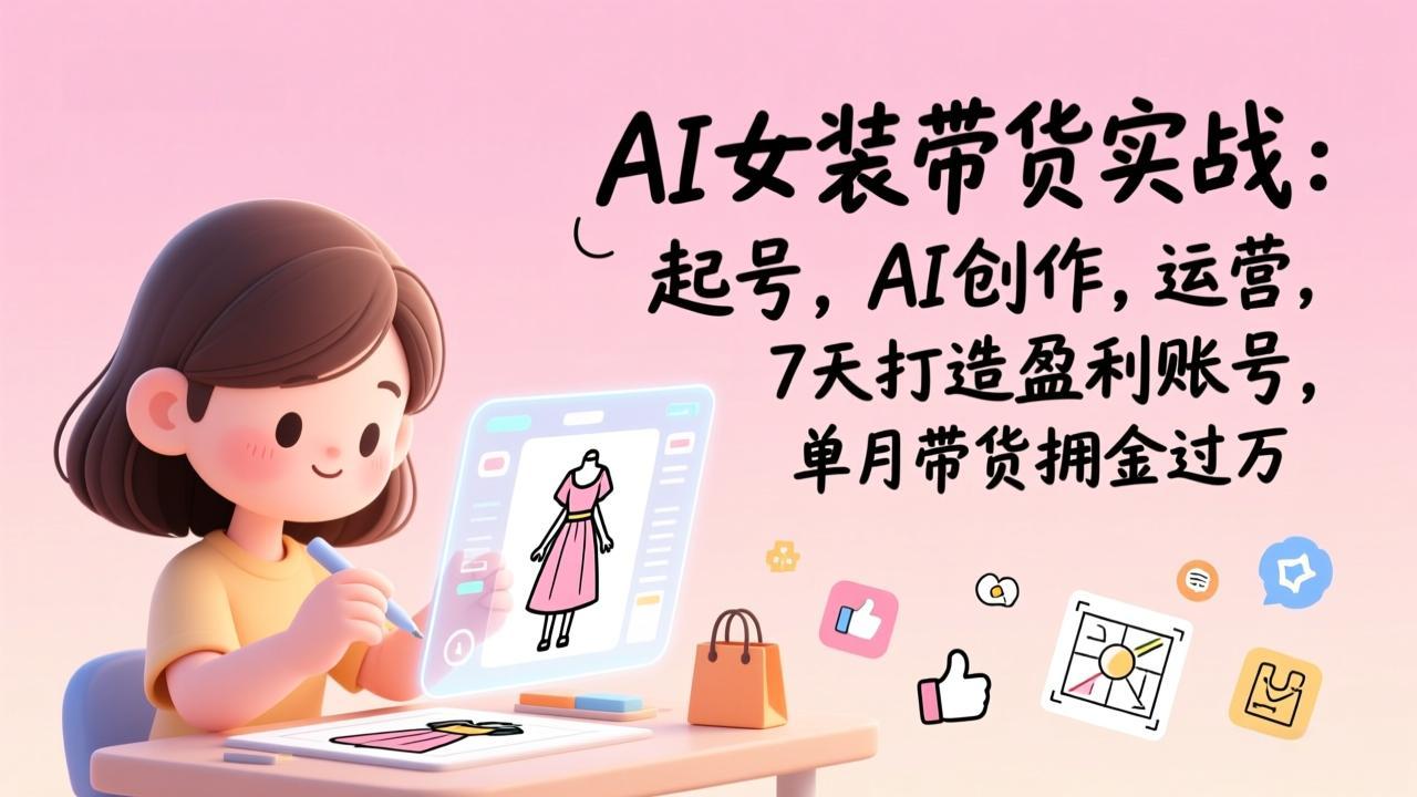 AI女装带货实战：起号，AI创作，运营，7天打造盈利账号，单月带货佣金过万-550资源网|九公子网络科技