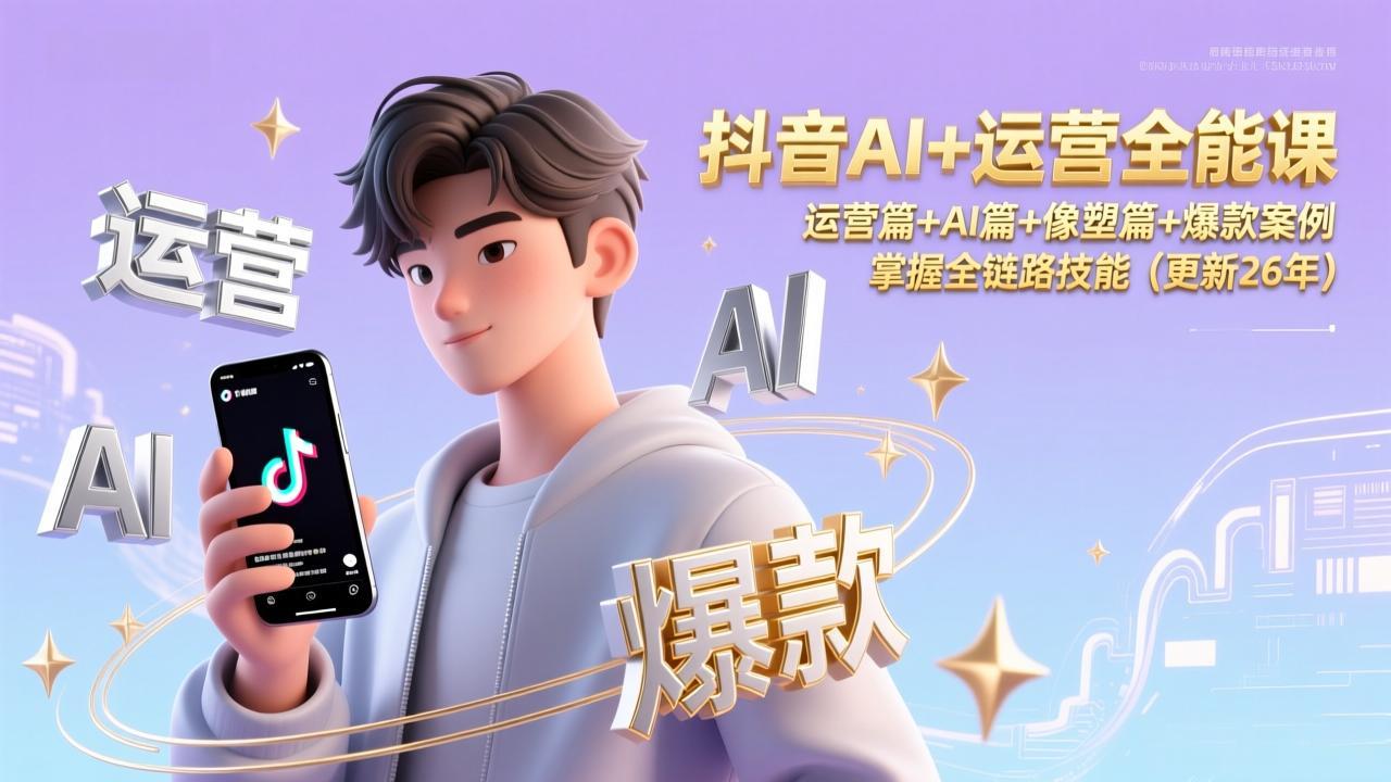 抖音AI+运营全能课，运营篇+AI篇+像塑篇+爆款案例，掌握全链路技能(更新26年-550资源网|九公子网络科技