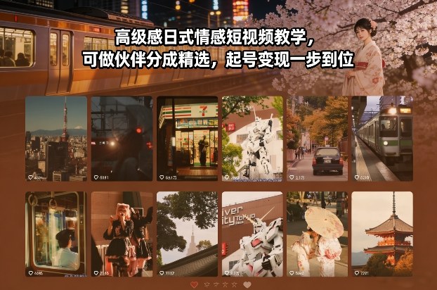 高级感日式情感短视频教学，可做伙伴分成精选，起号变现一步到位-550资源网|九公子网络科技