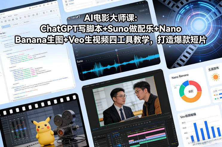 AI电影大师课：ChatGPT写脚本+Suno做配乐+Nano Banana生图+Veo生视频，打造爆款短片-550资源网|九公子网络科技