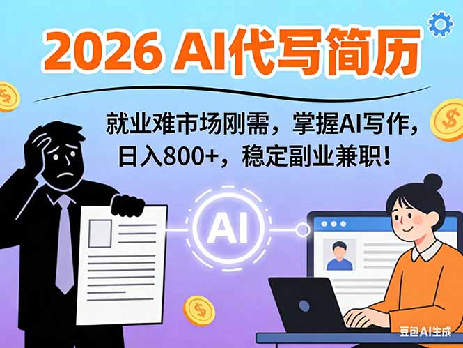 AI代写简历，超暴利，用万能模板月入1-3万实战教程，2026年市场刚需！-550资源网|九公子网络科技