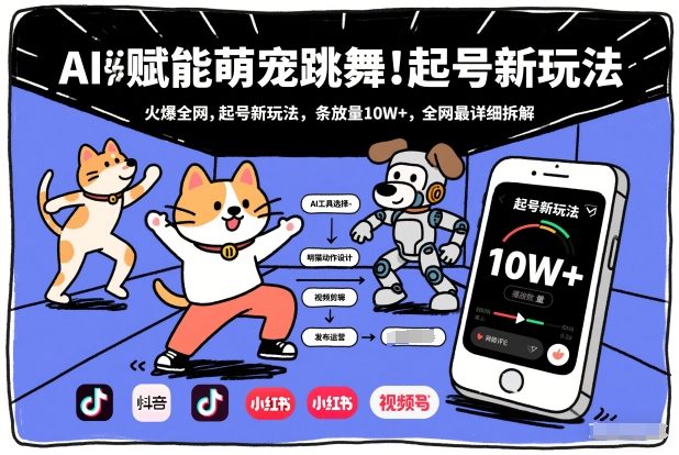 AI赋能萌宠跳舞，火爆全网，起号新玩法，条条播放量10W+，全网最详细拆解-550资源网|九公子网络科技