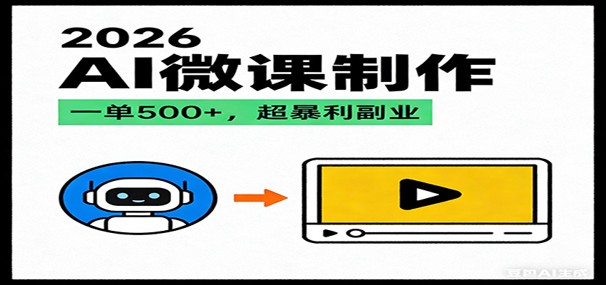 2026AI 风口最稳副业：微课代写制作，一单 500+，人人可做的蓝海项目-550资源网|九公子网络科技