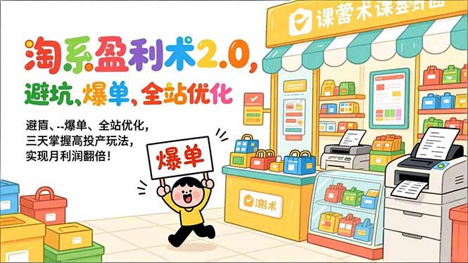 淘系盈利术2.0，避坑、爆单、全站优化，三天掌握高投产玩法，实现月利润翻倍！-550资源网|九公子网络科技