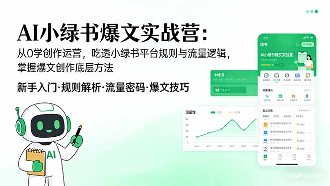 AI 小绿书爆文实战营:从0学创作运营,吃透小绿书平台规则与流量逻辑,掌握爆文创作底层方法-550资源网|九公子网络科技