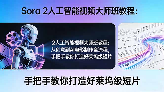 Sora 2人工智能视频大师班教程：从创意到AI电影制作全流程，手把手教你打造好莱坞级短片-550资源网|九公子网络科技