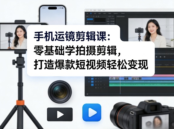 手机运镜剪辑课：零基础学拍摄剪辑，打造爆款短视频轻松变现-550资源网|九公子网络科技