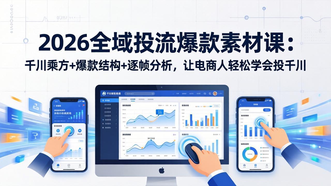 2026全域投流爆款素材课：千川乘方+爆款结构+逐帧分析，让电商人轻松学会投千川-550资源网|九公子网络科技