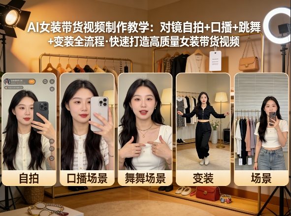 AI女装带货视频制作教学，对镜自拍、口播、跳舞、变装全流程，快速打造高质量女装带货视频-550资源网|九公子网络科技