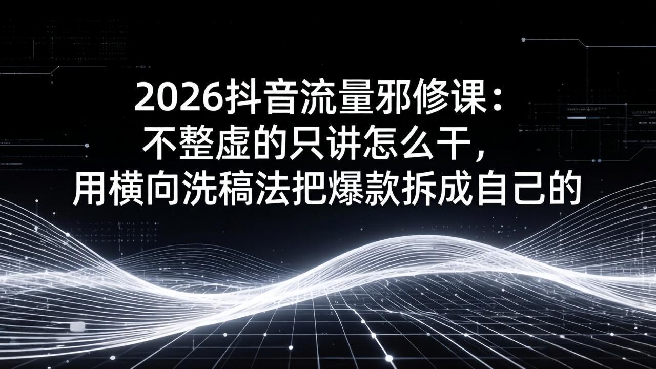 2026抖音流量邪修课：不整虚的只讲怎么干，用横向洗稿法把爆款拆成自己的-550资源网|九公子网络科技
