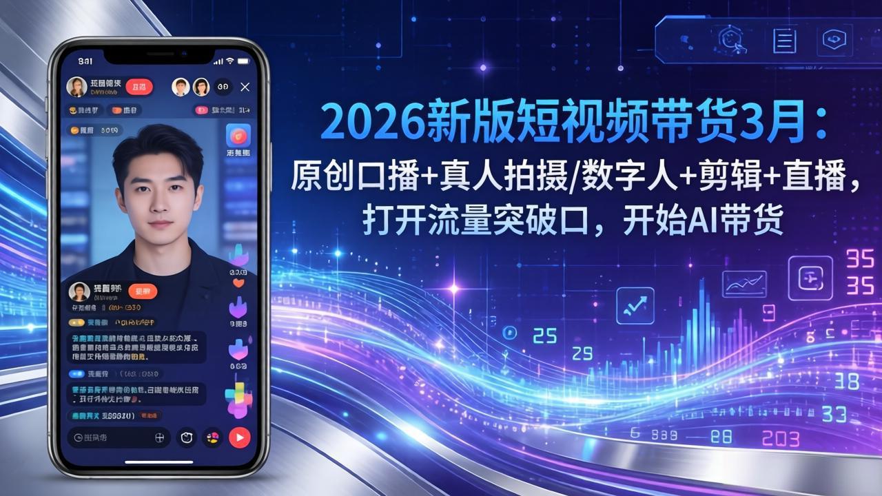 2026新版短视频带货3月：原创口播+真人拍摄/数字人+剪辑+直播，打开流量突破口，开始AI带货-550资源网|九公子网络科技