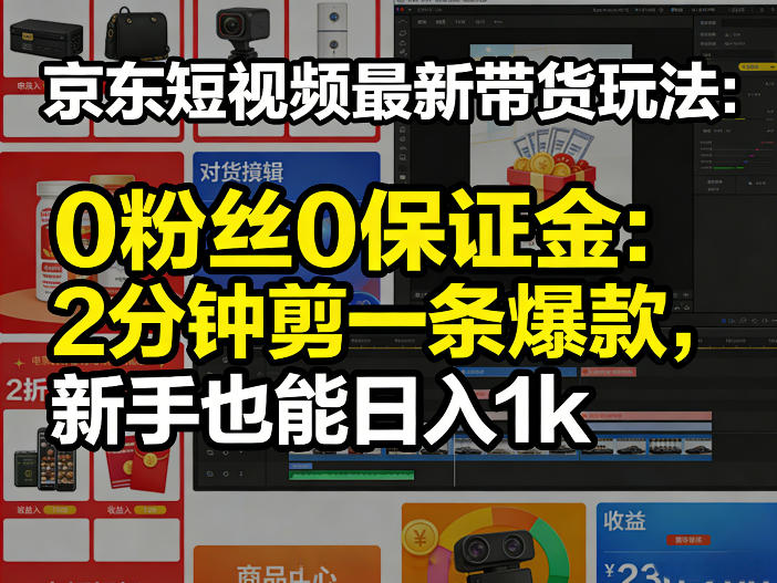 京东短视频最新带货玩法，0粉丝0保证金，2分钟剪一条爆款，新手也能日入1k+【揭秘】-550资源网|九公子网络科技