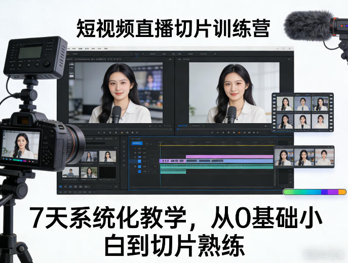 短视频直播切片训练营，7天系统化教学，从0基础小白到切片熟练-550资源网|九公子网络科技