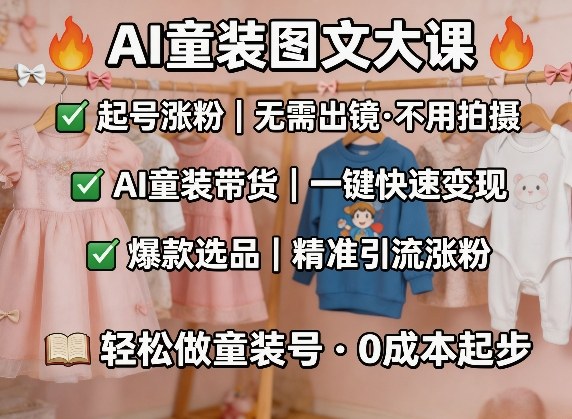 AI童装图文剪辑，某社群童装图文大课，起号涨粉、AI童装带货、爆款选品，无需出镜和拍摄-550资源网|九公子网络科技