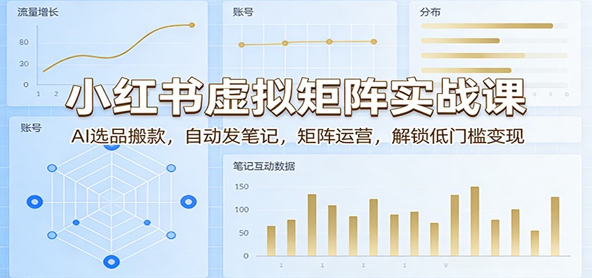 小红书虚拟矩阵实战课:AI选品搬款,自动发笔记,矩阵运营,解锁低门槛变现-550资源网|九公子网络科技