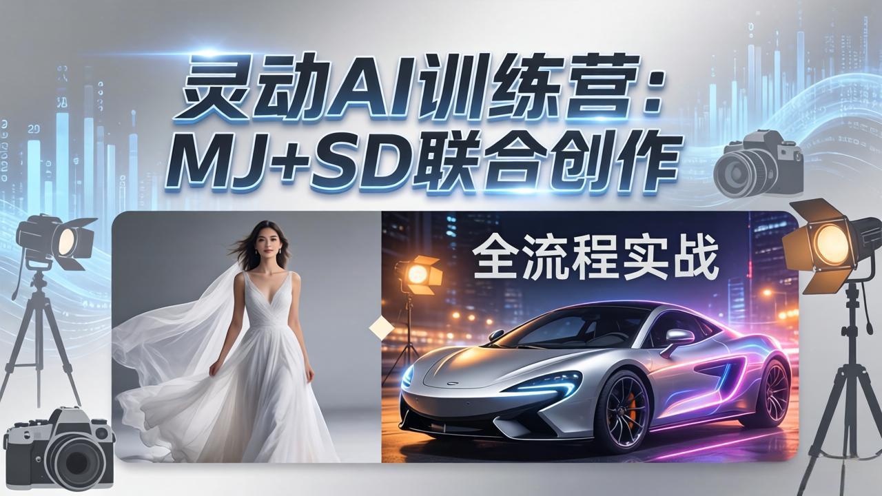 灵动AI训练营-3.0课程：MJ+SD联合创作，从婚纱大片到汽车广告，摄影后期全流程实战-550资源网|九公子网络科技
