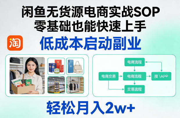 闲鱼无货源电商实战SOP，零基础也能快速上手，低成本启动副业，轻松月入2w+-550资源网|九公子网络科技