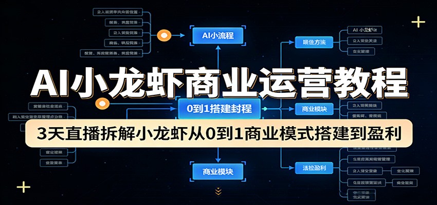 AI小龙虾商业运营教程：3天直播拆解小龙虾从0到1商业模式搭建到盈利-550资源网|九公子网络科技