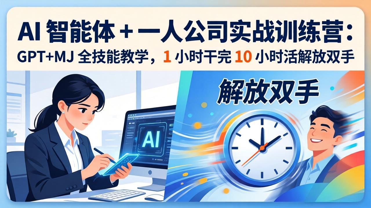 AI 智能体 + 一人公司实战训练营:GPT+MJ 全技能教学,1 小时干完 10 小时活解放双手-550资源网|九公子网络科技