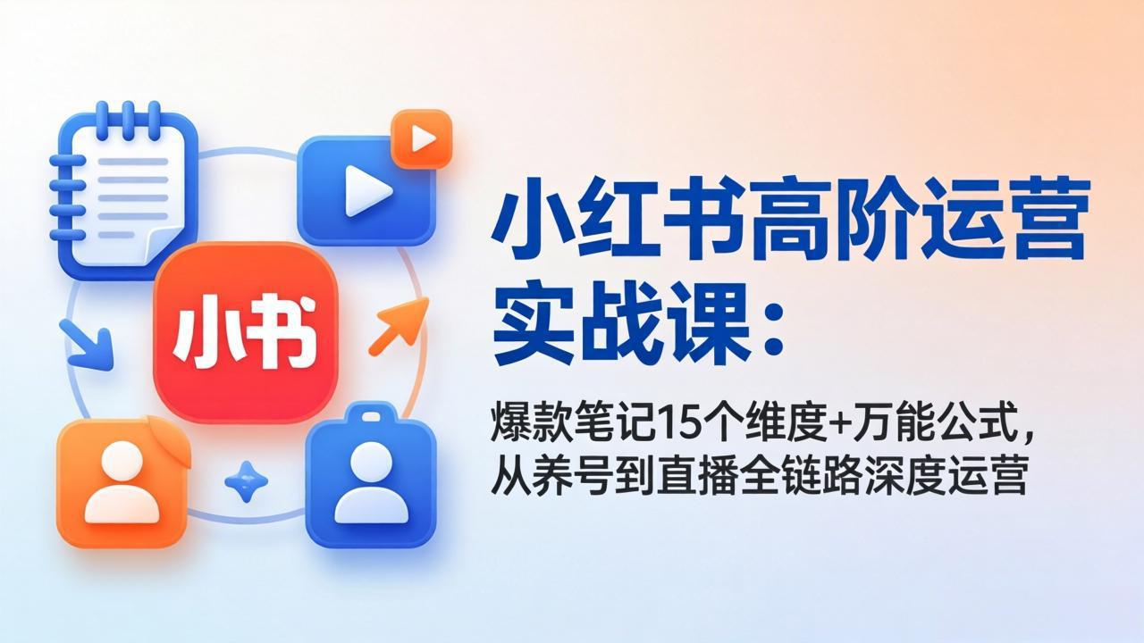 小红书高阶运营实战课：爆款笔记15个维度+万能公式，从养号到直播全链路深度运营-550资源网|九公子网络科技
