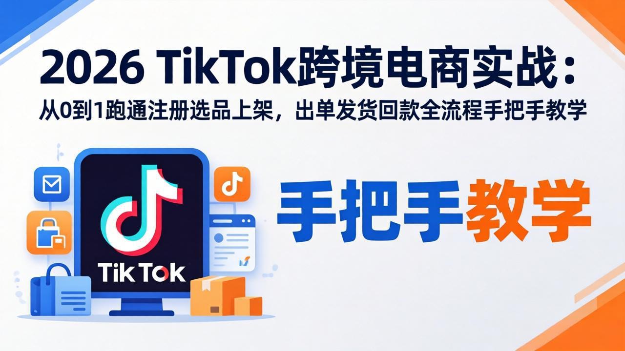 2026TikTok跨境电商实战：从0到1跑通注册选品上架，出单发货回款全流程手把手教学-550资源网|九公子网络科技