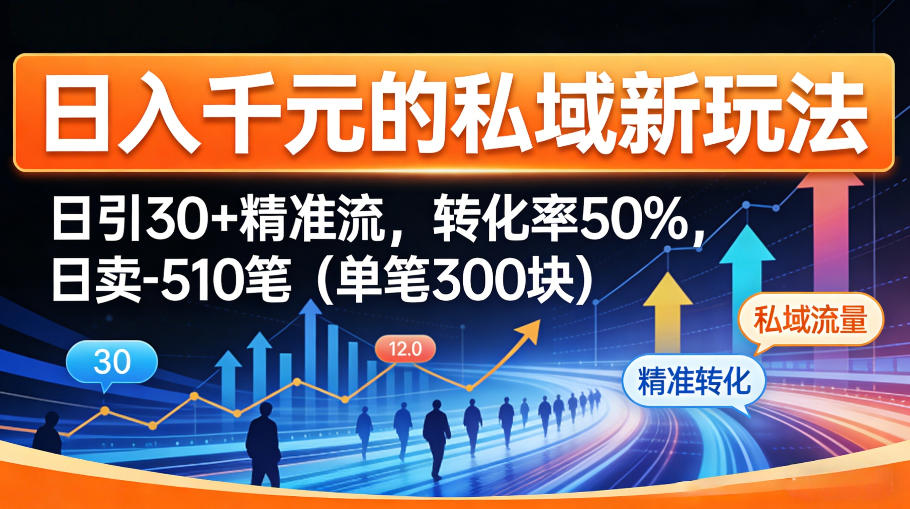 日入千米的私域新玩法：日引30＋精准流，转化率50%，日卖5-10笔(单笔300米)-550资源网|九公子网络科技
