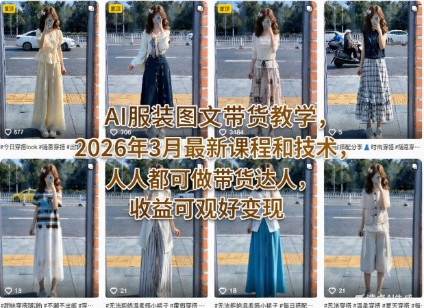 AI服装图文带货教学,2026年3月最新课程和技术,人人都可做带货达人,收益可观好变现-550资源网|九公子网络科技